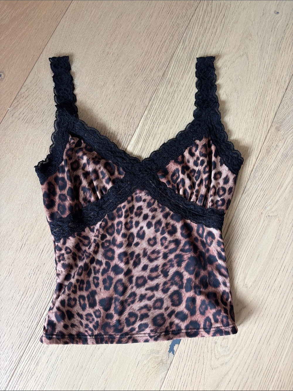 Leopard Print Lace Trim Cami Top - Leoparf print size XS